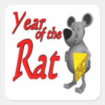 Año de la rata colcomanias cuadradas personalizadas