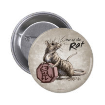 Año del botón de la rata - broncee el fondo pins