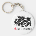 Año del corte del papel del dragón llaveros personalizados