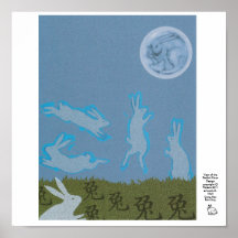 Año del diseño de la luna del conejo posters