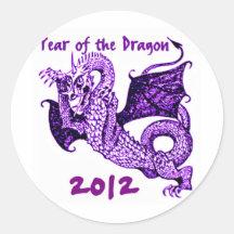 AÑO DEL DRAGÓN 2012 ETIQUETA REDONDA