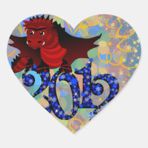 Año del dragón 2012 pegatinas de corazon personalizadas