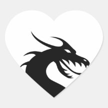 Año del dragón - cabeza del dragón pegatina de corazón