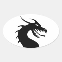Año del dragón - cabeza del dragón colcomanias de ovaladas