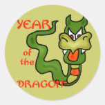 Año del dragón con el dragón del dibujo animado pegatina
