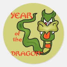 Año del dragón con el dragón del dibujo animado pegatina