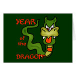 Año del dragón con el dragón del dibujo animado felicitaciones