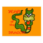 Año del dragón con el dragón del dibujo animado tarjeta postal