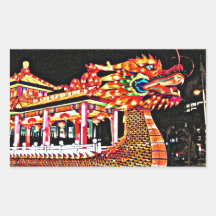 Año del dragón en San Francisco Rectangular Pegatinas