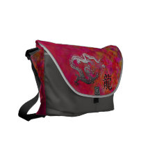 Año del dragón: Jardín de plata y rosado Bolsa De Mensajería