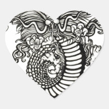 Año del dragón colcomanias de corazon personalizadas