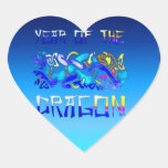 Año del dragón calcomanía de corazón personalizadas