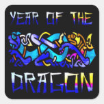 Año del dragón pegatinas cuadradases personalizadas