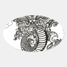 Año del dragón pegatina de ovaladas