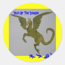 Año del dragón pegatina redonda