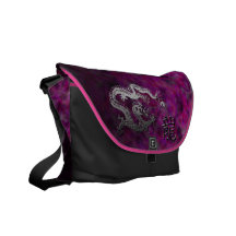 Año del dragón: Plata y magenta Bolsa De Mensajeria