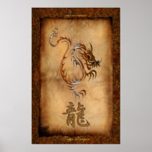 Año del dragón, poster del arte del dragón del tig