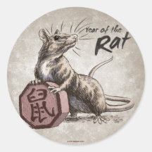 Año del pegatina de la rata - broncee el fondo