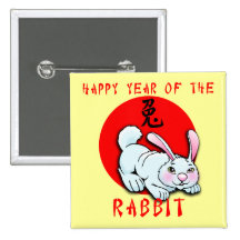 Año feliz de las tarjetas del conejo, ropa, regalo pin