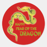Año feliz de los regalos del dragón pegatinas redondas