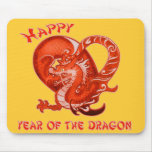 Año feliz del dragón con el dragón anaranjado tapetes de ratones