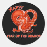 Año feliz del dragón con el dragón anaranjado pegatinas  