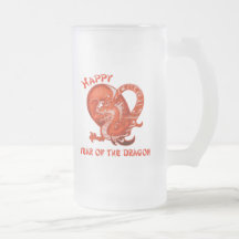 Año feliz del dragón con el dragón anaranjado tazas de café