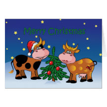Año feliz del MOO de las vacas del navidad Tarjetas