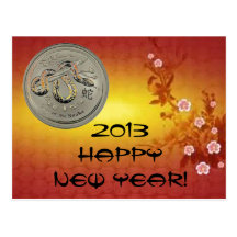 Año Nuevo chino 2013 con la postal de la moneda de