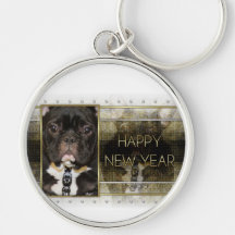 Año Nuevo - elegancia de oro - dogo francés - trul Llavero Personalizado