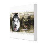 Año Nuevo - elegancia de oro - husky siberiano Impresiones En Lienzo Estiradas