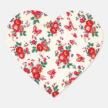 Años 50 florales del PJ. Calcomanía Corazón
