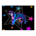 Años 80 tigre y estrellas retros del tigre de Core Tarjeta Postal