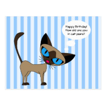 - Años del gato del feliz cumpleaños - postal siam