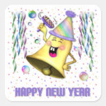 Años Nuevos de fiesta de Bell Pegatina Cuadradas Personalizadas