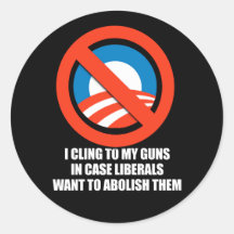 Anti-Obama - me aferro en mis armas en caso de que Pegatinas