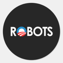 Anti-Obama - robots blancos Etiqueta