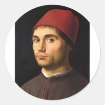 Antonello DA Messina - retrato de un hombre Etiquetas Redondas