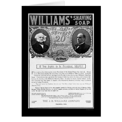 Anuncio 1901 del jabón de afeitar de Williams Felicitación