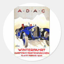 Anuncio alemán del automóvil del vintage del ~ de  pegatinas redondas