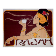 Anuncio caliente de la bebida del café del vintage tarjetas postales
