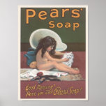 Anuncio del baño del gato del jabón de las peras posters