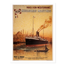 Anuncio del viaje de la nave de París Lyon Méditer Postales