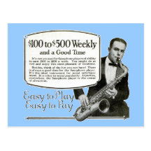 Anuncio del vintage del saxofón postal
