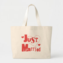 Apenas corazón rojo casado bolsas de mano