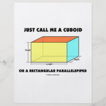 Apenas llámeme paralelepípedo cuboide o rectangula tarjetón