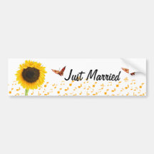 Apenas mariposa casada BumperSticker del girasol Etiqueta De Parachoque