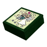 Apenas novia y novio casados del dibujo animado cajas de regalo