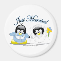 Apenas pingüinos casados iman para frigorífico