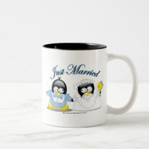 Apenas pingüinos casados taza de café